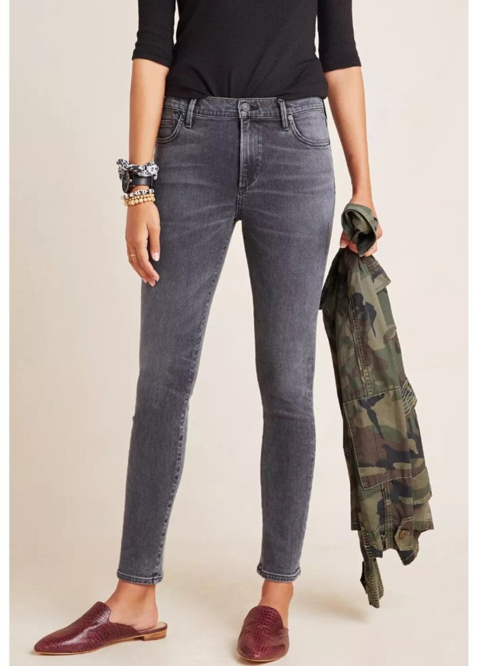 NEW $228 CITIZENS OF HUMANITY ROCKET SKINNY STRETCH JEANS IN CHARCOAL SIZE 27
